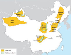 China: shale and gas deposits