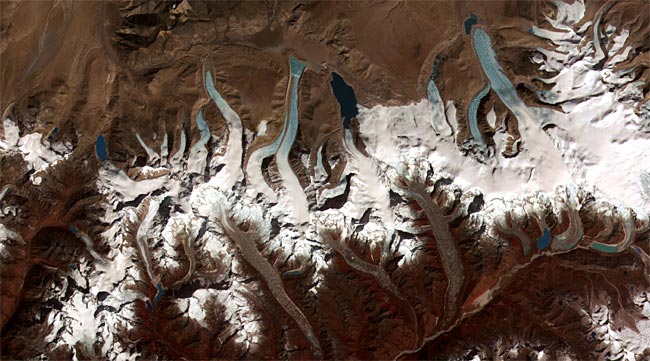 NASA image showing glacial meltdown in Bhutan