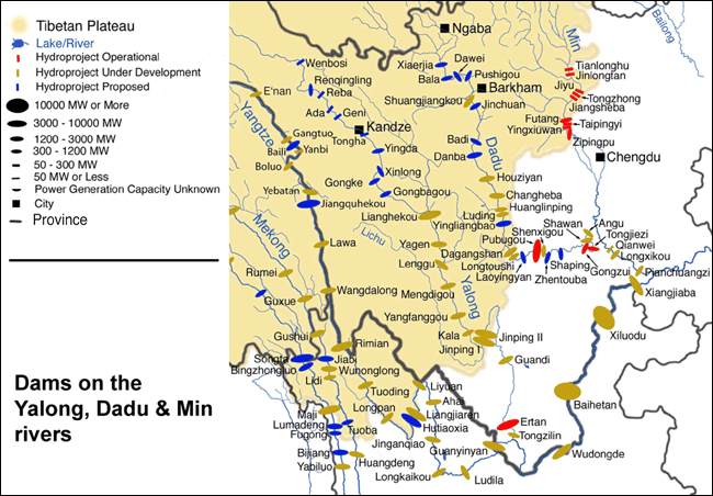 map of Yalong dams