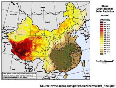 thermal map of China and Tibet